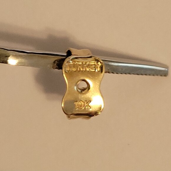 **SOLD**10k Solid Yellow & White Gold Dangle Earrings - Picture 8 of 8